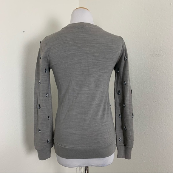 J. Crew Bejeweled Gray Pullover Sweatshirt Size XXS Embellished Cotton - Picture 7 of 16